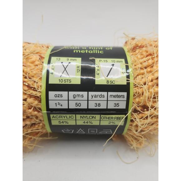 Sensations Tropez Yarn Peach Tropez Novelty Metallic Textured 50g 38 yds Skein - Picture 3 of 8